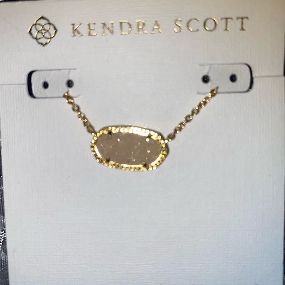 BNWT Kendra Scott Elisa Gold Pendant Necklace in Iridescent Drusy Originally $70